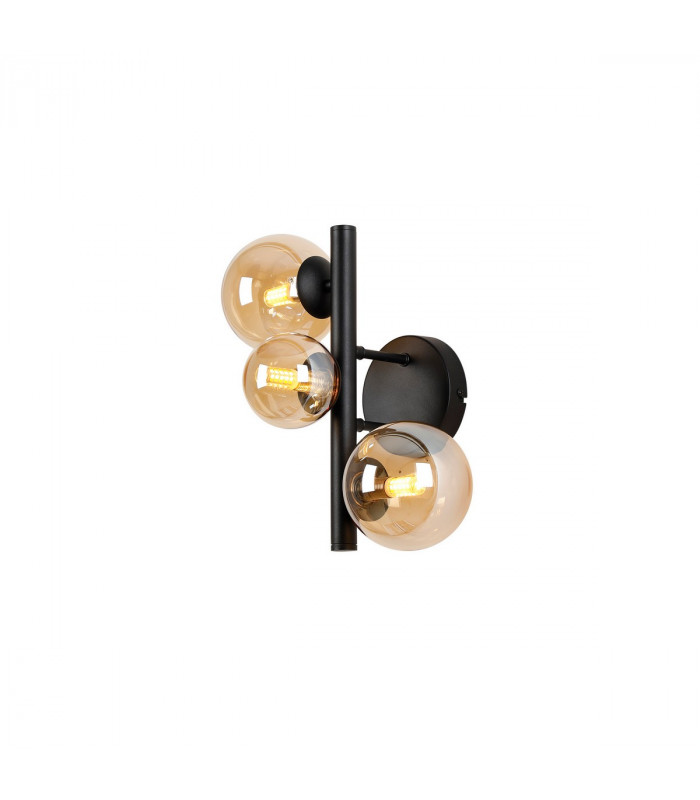 Marshall Wall Lamp 3 Light G9 Satin Black Amber Plated Glass-1