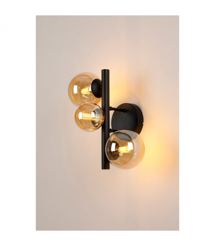 Marshall Wall Lamp 3 Light G9 Satin Black Amber Plated Glass-3
