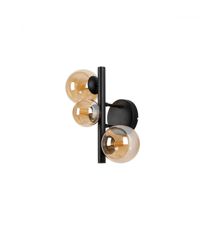 Marshall Wall Lamp 3 Light G9 Satin Black Amber Plated Glass-4