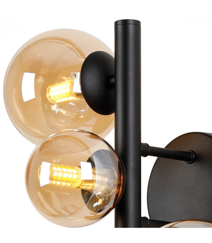 Marshall Wall Lamp 3 Light G9 Satin Black Amber Plated Glass-5
