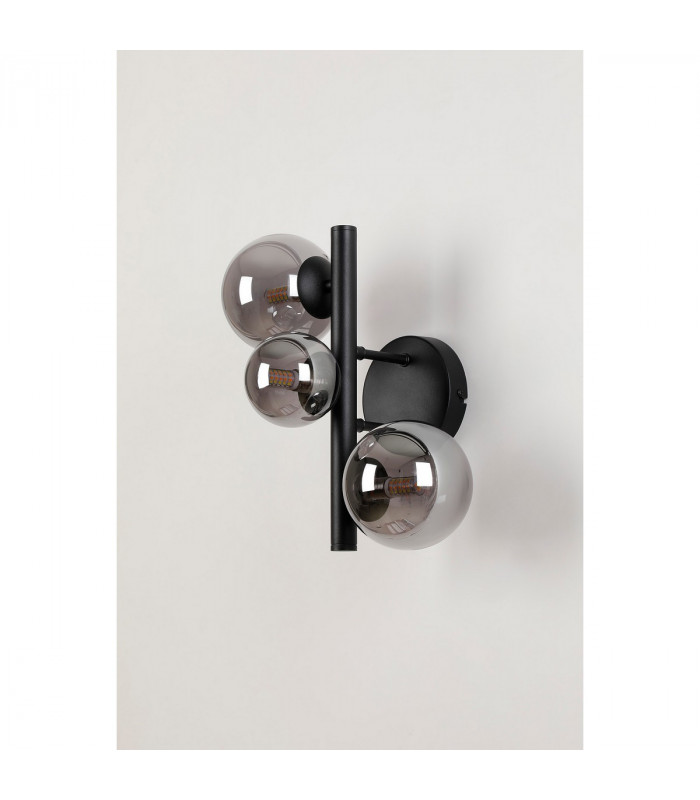 Marshall Wall Lamp 3 Light G9 Satin Black Smoke Plated Glass-7