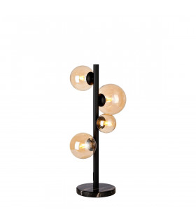 Marshall Table Lamp 4 Light G9 Satin Black Amber Plated Glass-1