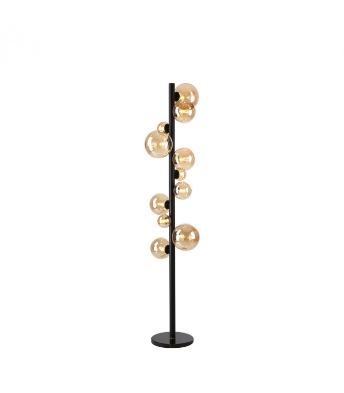 Marshall Floor Lamp 11 Light G9 Satin Black Amber Plated Glass-1