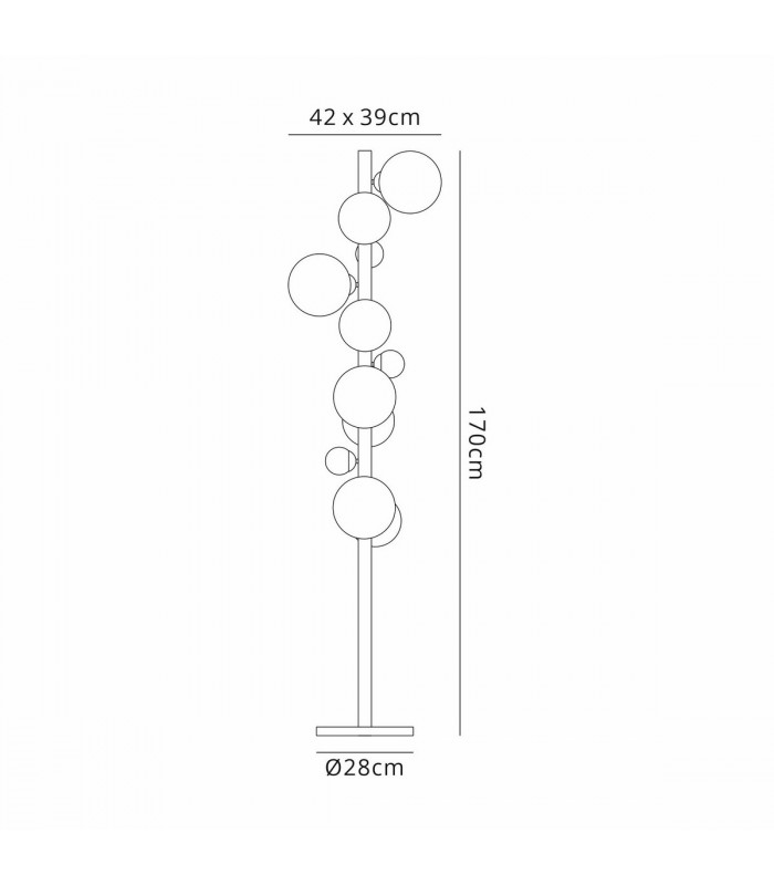 Marshall Floor Lamp 11 Light G9 Satin Black Amber Plated Glass-2