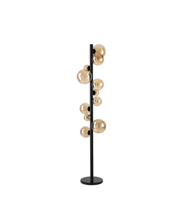 Marshall Floor Lamp 11 Light G9 Satin Black Amber Plated Glass-4