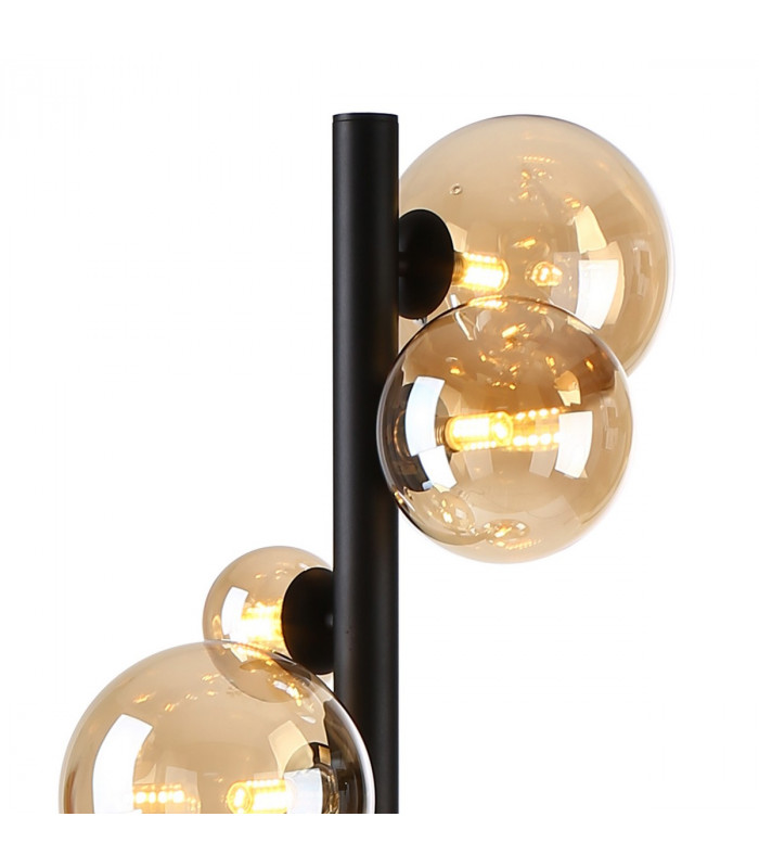 Marshall Floor Lamp 11 Light G9 Satin Black Amber Plated Glass-6