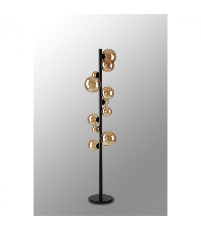 Marshall Floor Lamp 11 Light G9 Satin Black Amber Plated Glass-7