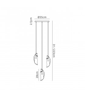 Marilla Ceiling Pendant 2m 3 Light G9 Polished Chrome Clear & Amber & Smoked Glass-2