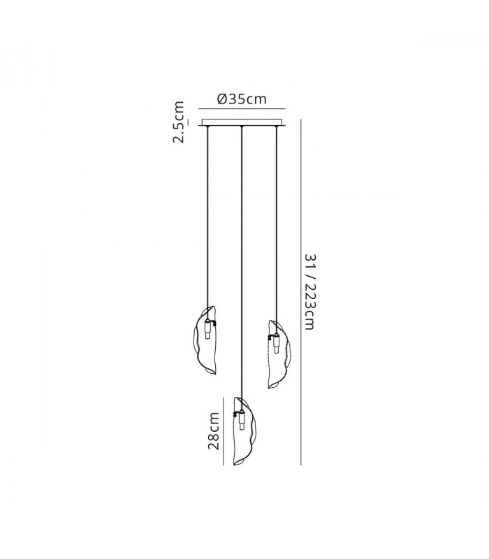 Marilla Ceiling Pendant 2m 3 Light G9 Polished Chrome Clear & Amber & Smoked Glass-2