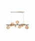 Marshall Linear Ceiling Pendant 9 Light G9 Satin Nickel Amber Plated Glass-4