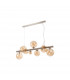 Marshall Linear Ceiling Pendant 9 Light G9 Satin Nickel Amber Plated Glass-6