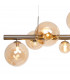 Marshall Linear Ceiling Pendant 9 Light G9 Satin Nickel Amber Plated Glass-8