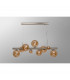 Marshall Linear Ceiling Pendant 9 Light G9 Satin Nickel Amber Plated Glass-10