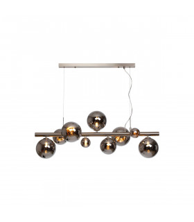 Marshall Linear Ceiling Pendant 9 Light G9 Satin Nickel Chrome Plated Glass-1