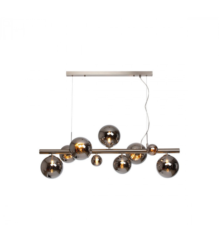 Marshall Linear Ceiling Pendant 9 Light G9 Satin Nickel Chrome Plated Glass-1