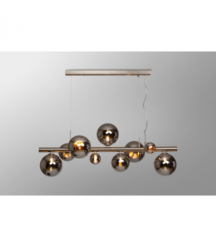 Marshall Linear Ceiling Pendant 9 Light G9 Satin Nickel Chrome Plated Glass-3