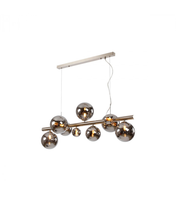 Marshall Linear Ceiling Pendant 9 Light G9 Satin Nickel Chrome Plated Glass-5