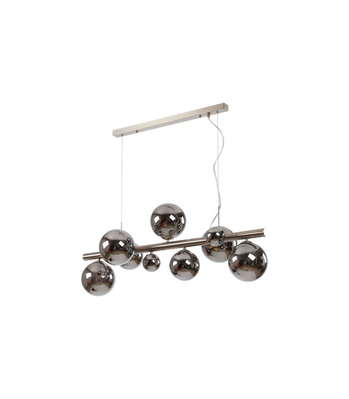 Marshall Linear Ceiling Pendant 9 Light G9 Satin Nickel Chrome Plated Glass-6