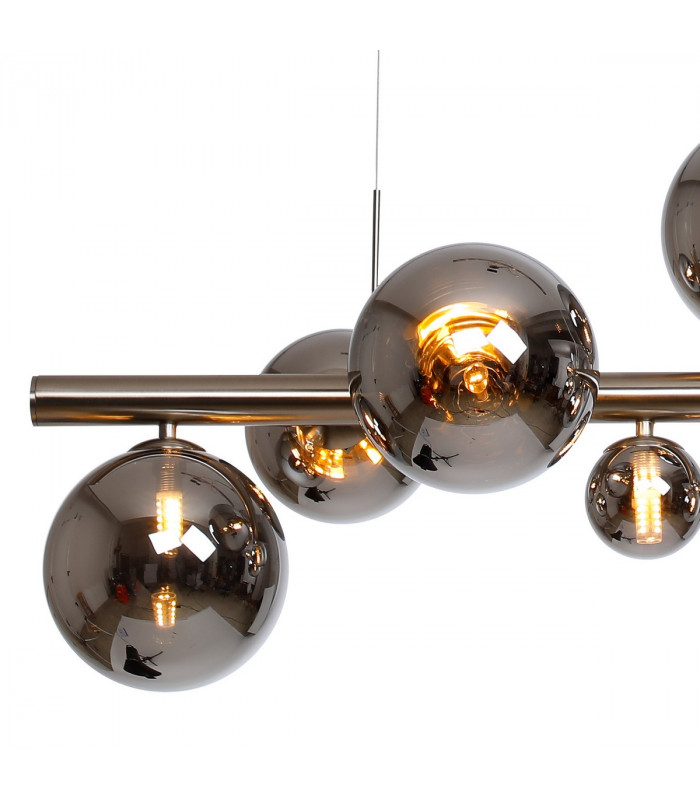 Marshall Linear Ceiling Pendant 9 Light G9 Satin Nickel Chrome Plated Glass-8