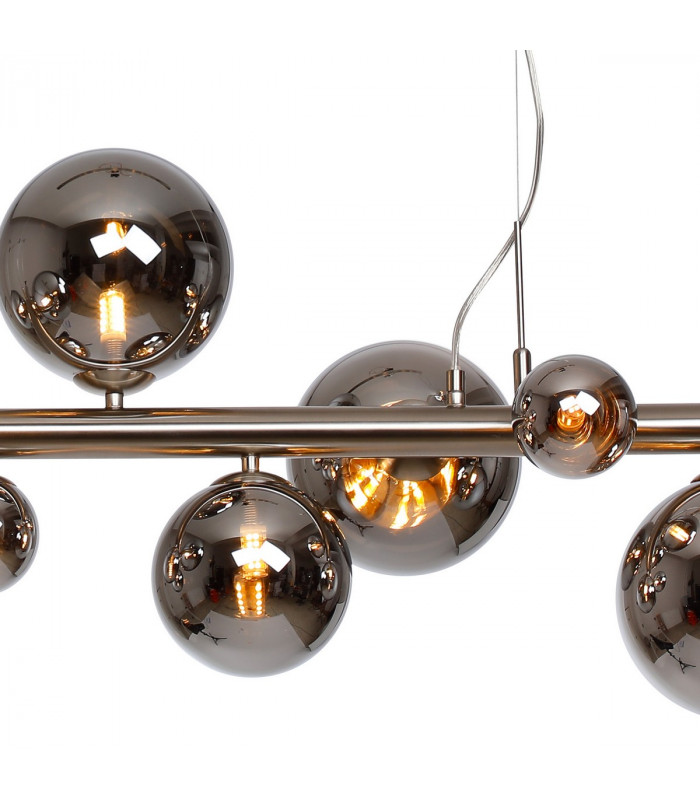 Marshall Linear Ceiling Pendant 9 Light G9 Satin Nickel Chrome Plated Glass-9