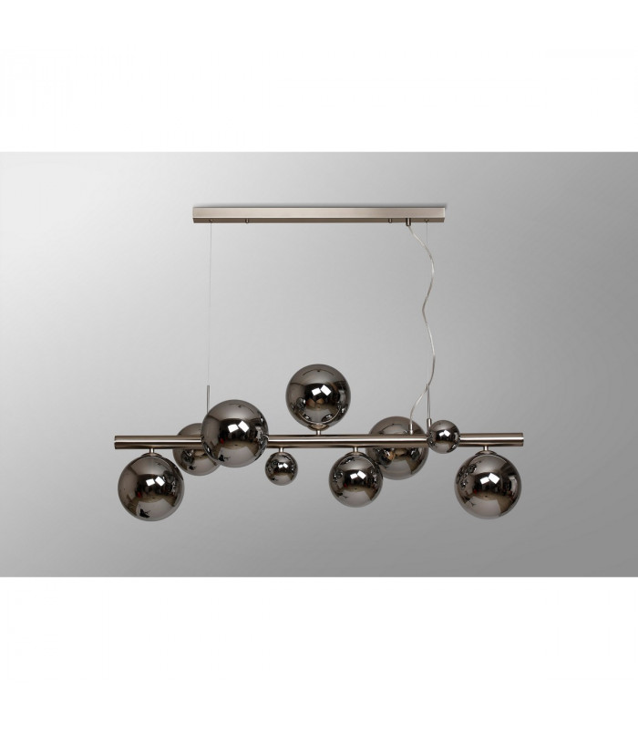Marshall Linear Ceiling Pendant 9 Light G9 Satin Nickel Chrome Plated Glass-10