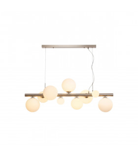 Marshall Linear Ceiling Pendant 9 Light G9 Satin Nickel Opal Glass-1