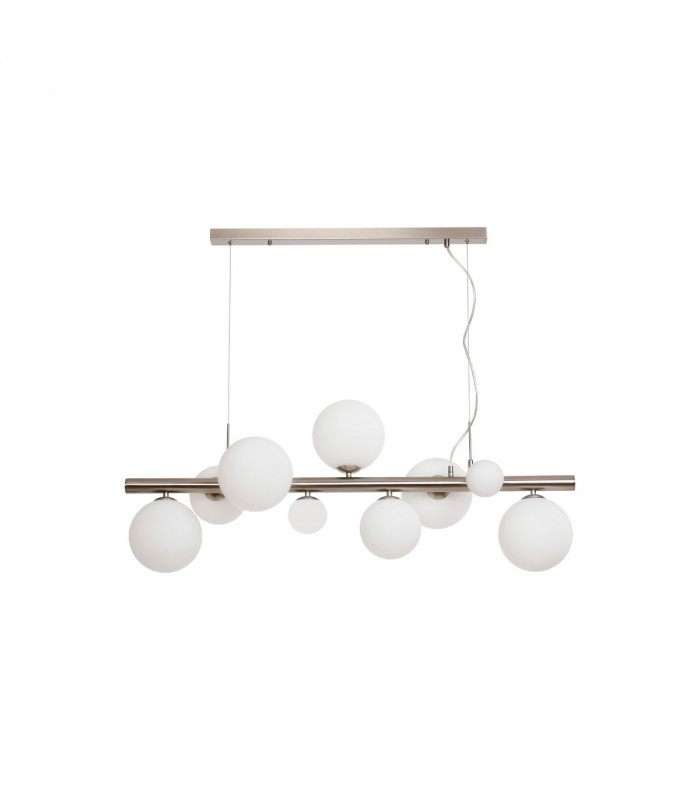 Marshall Linear Ceiling Pendant 9 Light G9 Satin Nickel Opal Glass-4
