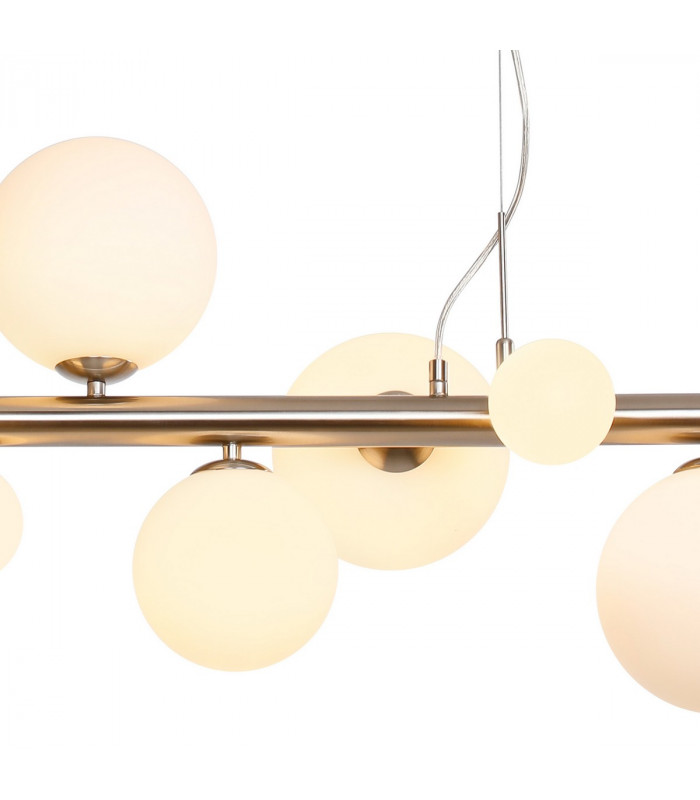 Marshall Linear Ceiling Pendant 9 Light G9 Satin Nickel Opal Glass-9