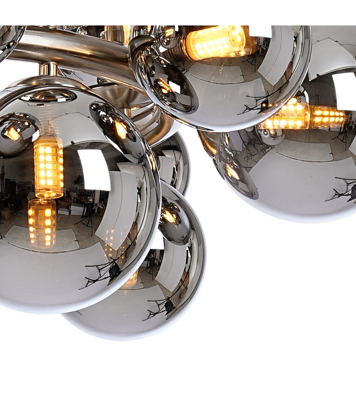 Marshall Circular Ceiling Pendant 16 Light G9 Satin Nickel Chrome Plated Glass-7