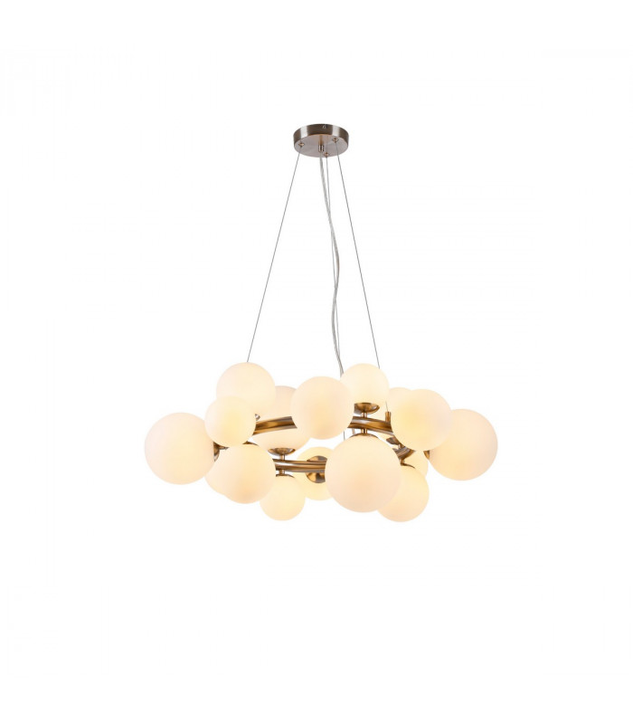 Marshall Circular Ceiling Pendant 16 Light G9 Satin Nickel Opal Glass-1