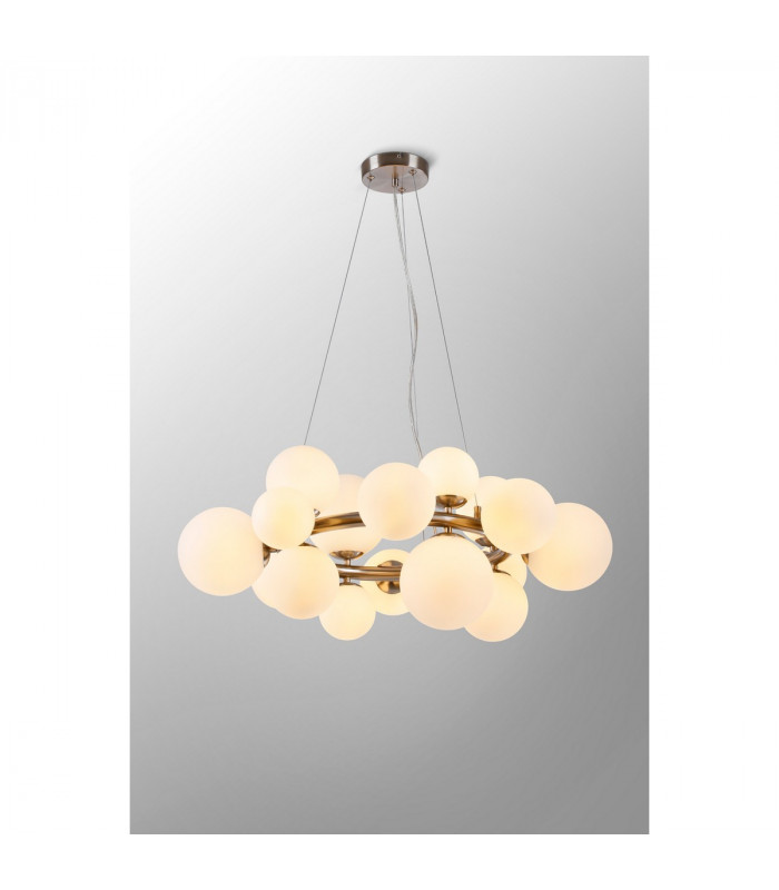 Marshall Circular Ceiling Pendant 16 Light G9 Satin Nickel Opal Glass-3