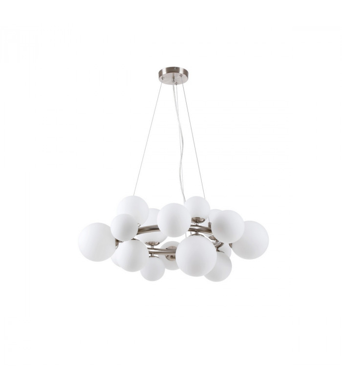 Marshall Circular Ceiling Pendant 16 Light G9 Satin Nickel Opal Glass-4