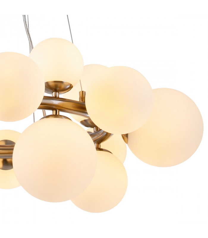 Marshall Circular Ceiling Pendant 16 Light G9 Satin Nickel Opal Glass-7