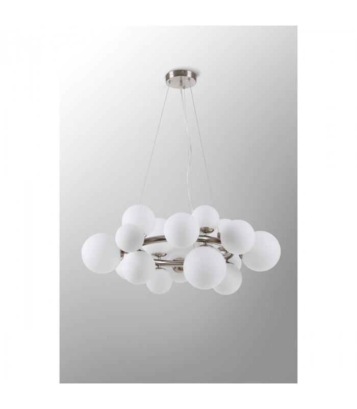 Marshall Circular Ceiling Pendant 16 Light G9 Satin Nickel Opal Glass-8
