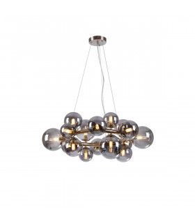 Marshall Circular Ceiling Pendant 16 Light G9 Satin Nickel Smoke Plated Glass-1