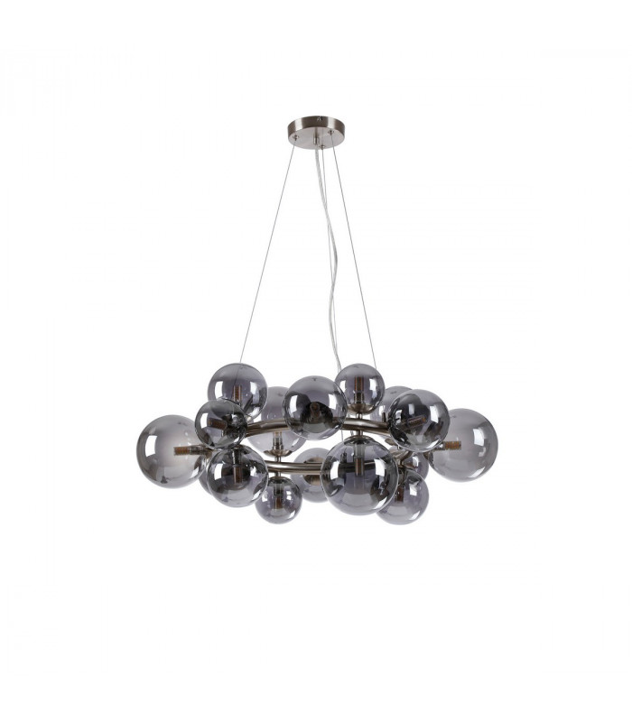 Marshall Circular Ceiling Pendant 16 Light G9 Satin Nickel Smoke Plated Glass-4