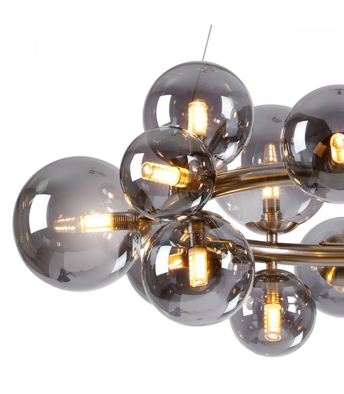 Marshall Circular Ceiling Pendant 16 Light G9 Satin Nickel Smoke Plated Glass-6