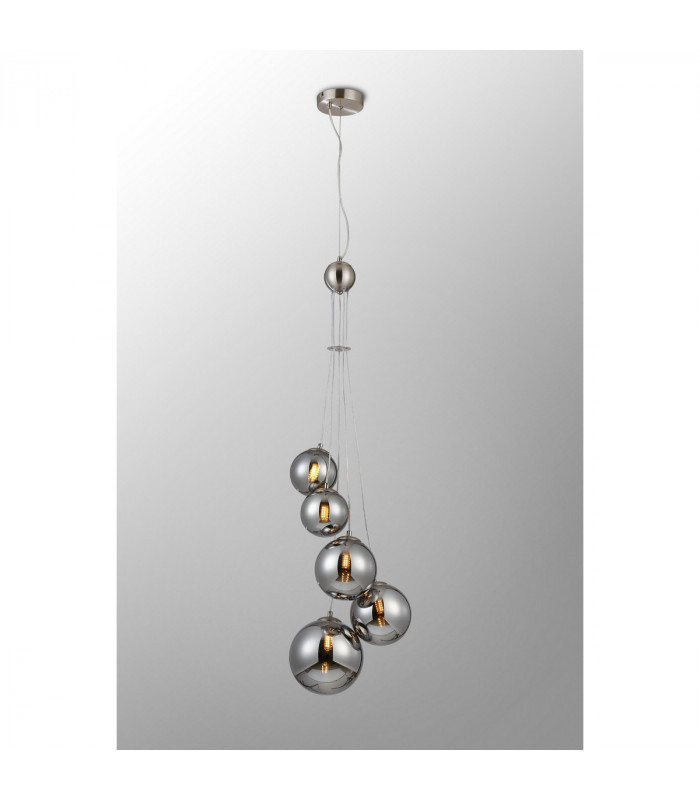 Marshall Ceiling Pendant 5 Light G9 Satin Nickel Chrome Plated Glass-3