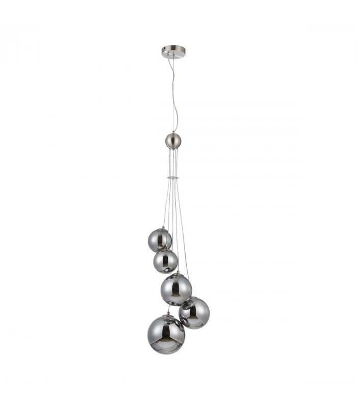 Marshall Ceiling Pendant 5 Light G9 Satin Nickel Chrome Plated Glass-4