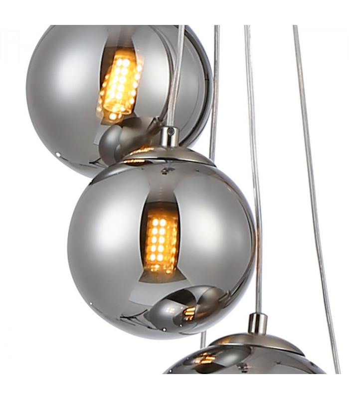 Marshall Ceiling Pendant 5 Light G9 Satin Nickel Chrome Plated Glass-7