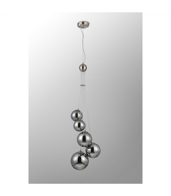 Marshall Ceiling Pendant 5 Light G9 Satin Nickel Chrome Plated Glass-8