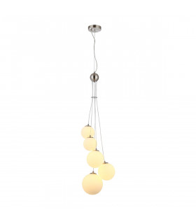 Marshall Ceiling Pendant 5 Light G9 Satin Nickel Opal Glass-1