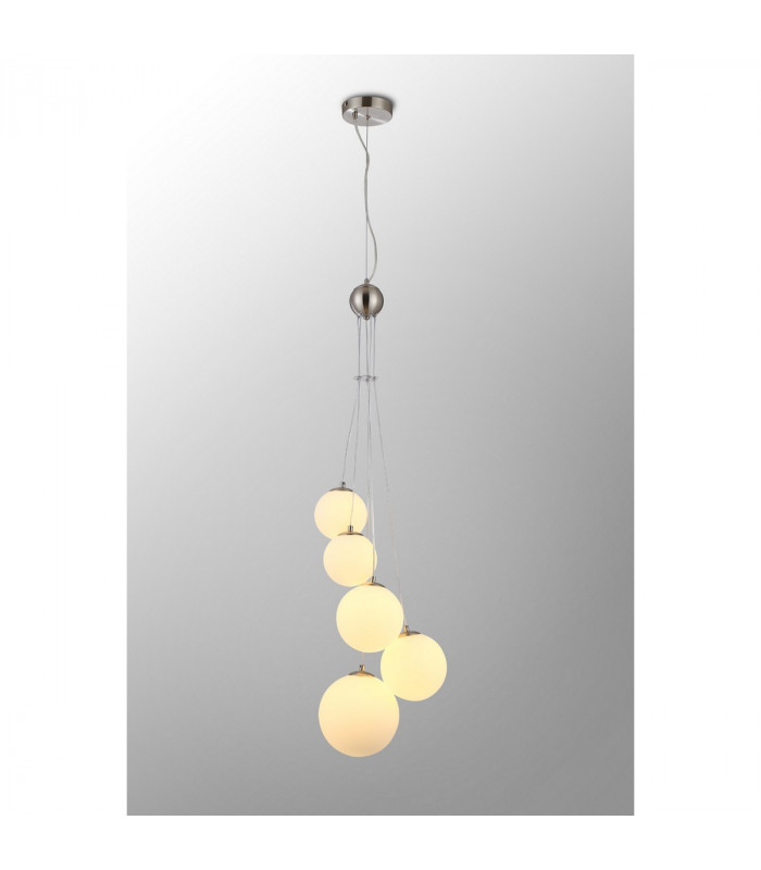 Marshall Ceiling Pendant 5 Light G9 Satin Nickel Opal Glass-3