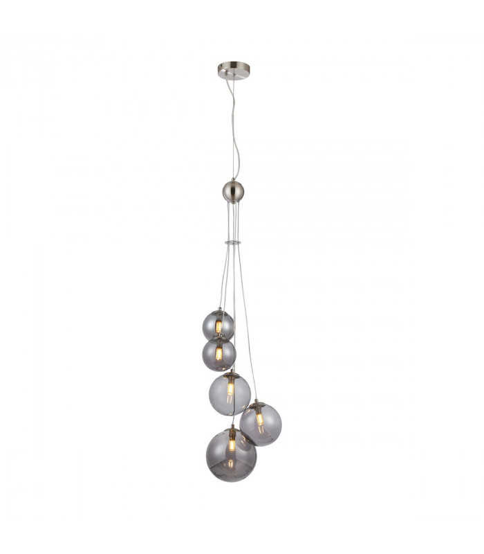 Marshall Ceiling Pendant 5 Light G9 Satin Nickel Smoke Plated Glass-1