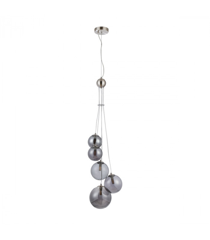 Marshall Ceiling Pendant 5 Light G9 Satin Nickel Smoke Plated Glass-4