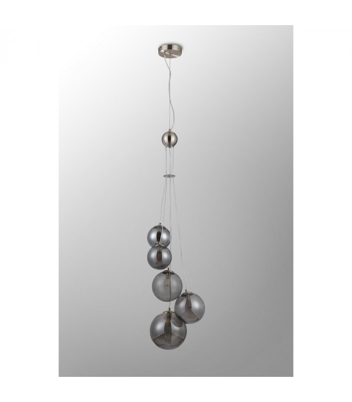 Marshall Ceiling Pendant 5 Light G9 Satin Nickel Smoke Plated Glass-8