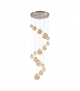 Marshall Ceiling Pendant 16 Light G9 Satin Nickel Amber Plated Glass-1