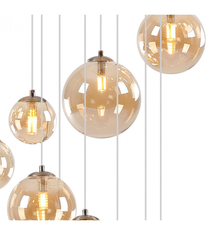 Marshall Ceiling Pendant 16 Light G9 Satin Nickel Amber Plated Glass-8