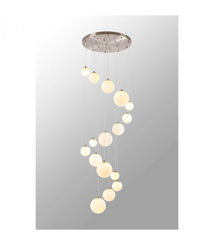 Marshall Ceiling Pendant 16 Light G9 Satin Nickel Opal Glass-3
