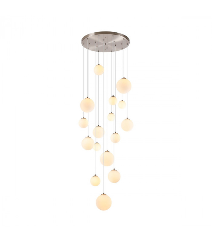 Marshall Ceiling Pendant 16 Light G9 Satin Nickel Opal Glass-5